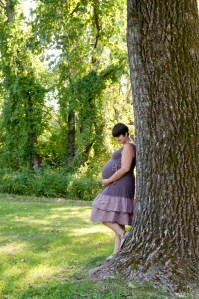 Pregnant with Little Miss in my favorite maternity dress.